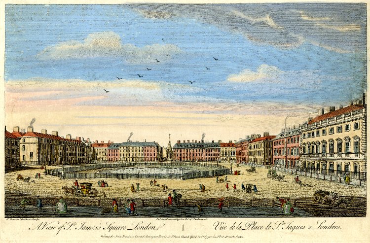St James’s Square in 1753 Coloured engraving by T Bowles (Mayson Beaton Collection, English Heritage)