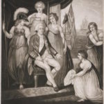King George III surrounded by nymphs representing Wisdom, Justice, Liberty, Science, Navigation and Commerce