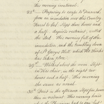 The progress of the Symptoms of the King's Illness since November 1810