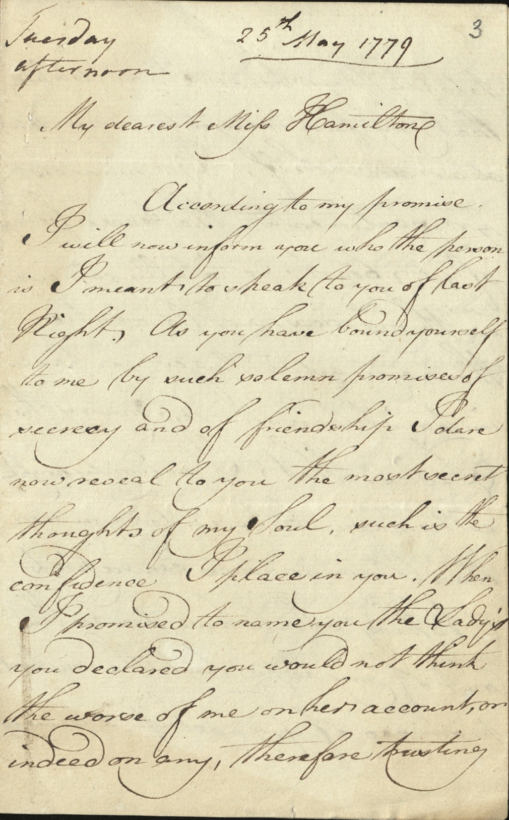 Letter from George, Prince of Wales to Mary Hamilton