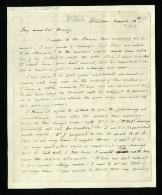 Letter from Dr. William Heberden to Sir Henry Halford, 10 March 1812