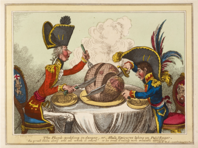 James Gillray, The Plumb-pudding in Danger- or- States Epicure taking un Petit Souper